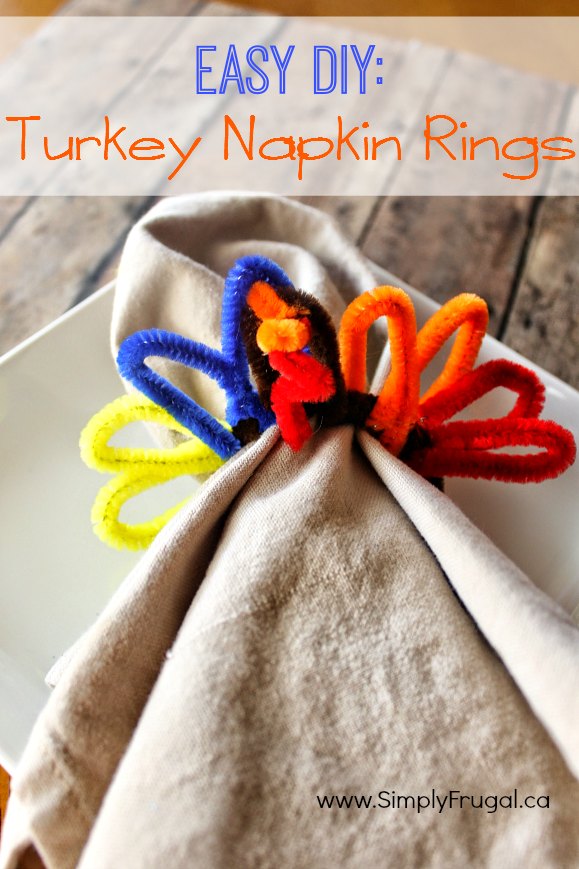 Keep the kids busy with this simple craft and add a sweet touch to your Thanksgiving table with fun turkey napkin rings made out of pipe cleaners! 