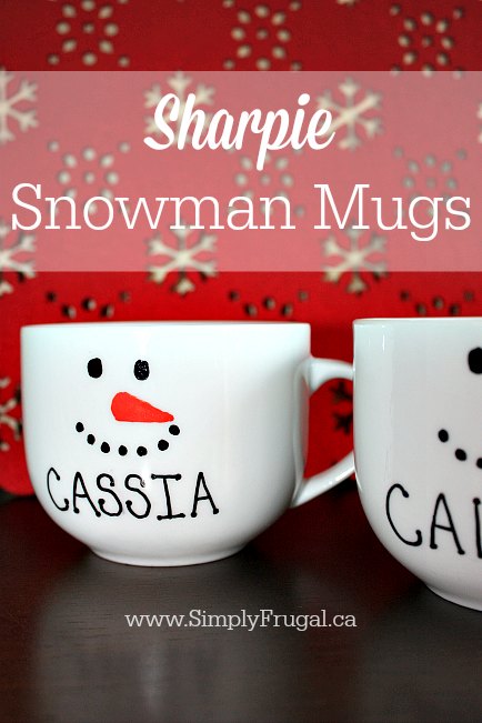sharpie snowman mugs