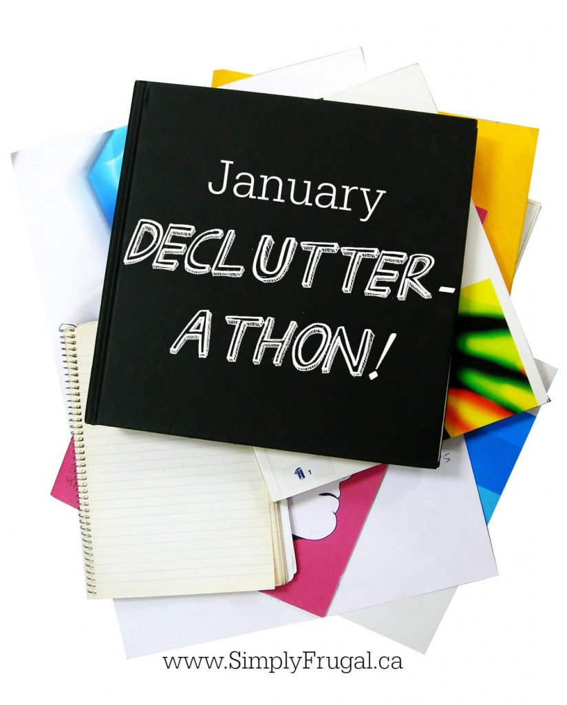 Simply Frugal January Declutterathon. Tasks, tips and free printables that will help you to enjoy a cleaner, more organized home by the end of the month! 