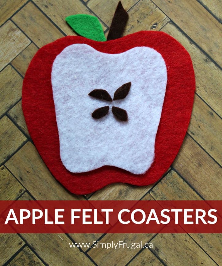 These apple felt coasters were so easy and fun to put together! I love how budget friendly they are. Plus, I always get comments about then from visitors!
