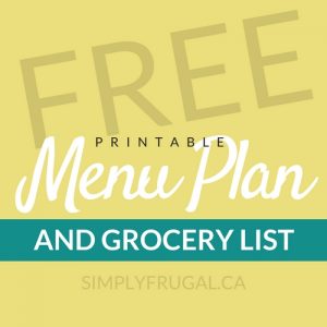 Free Printable Menu Plan and Grocery List #2