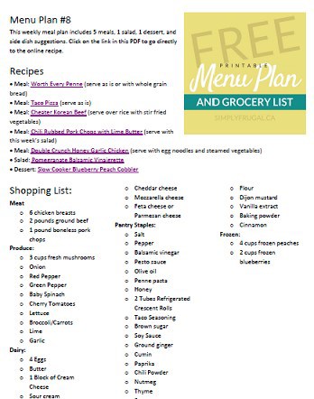 Free Printable Menu Plan And Grocery List #8