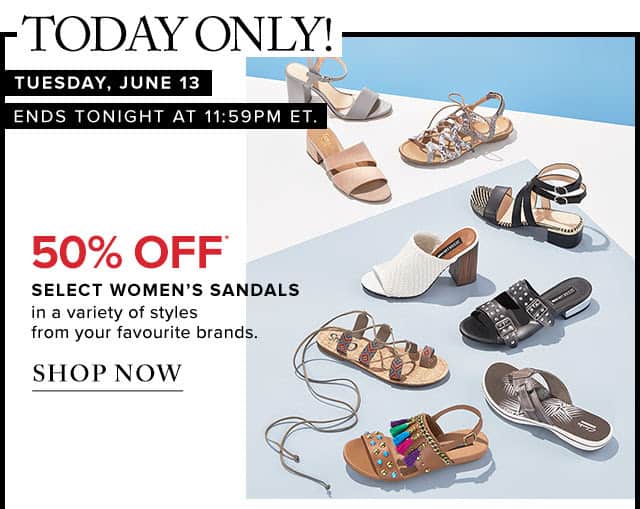 Hudson's Bay: 50% off Select Women's Sandals (Today Only)