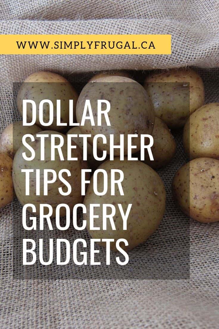 Dollar Stretcher Tips for Grocery Budgets. These are great ways to make simple grocery items go further, therefore saving you money on your grocery bill. #grocerytips #budgettips #grocerybudget #frugalliving #simplyfrugal