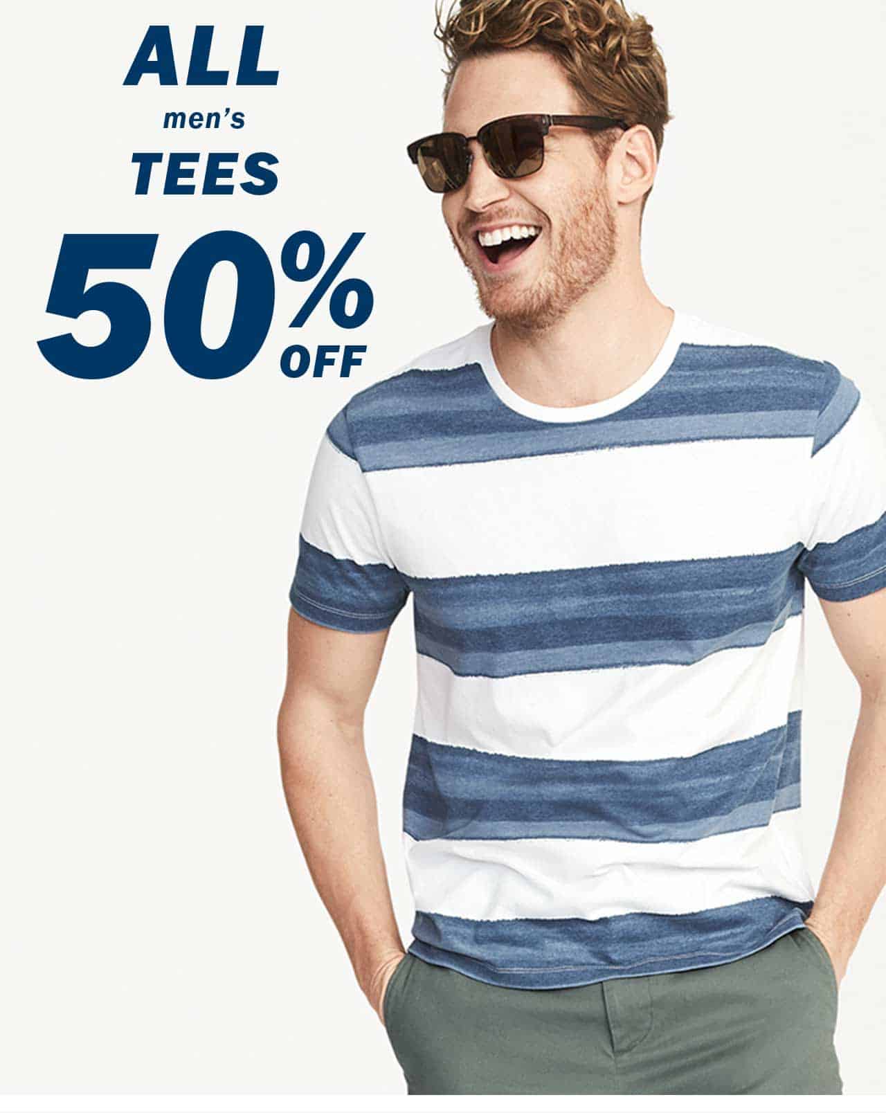 Old Navy Canada: All Men's Tees 50% off (June 15 Only)