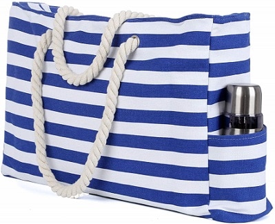 Large Canvas Beach Tote Bag with Zipper Deal