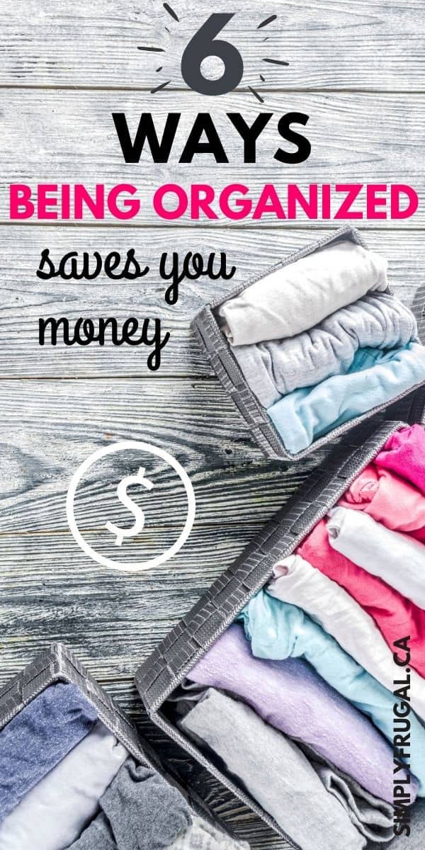 The more I think about it, I really think that being organized is the key to saving money. Not only does my sanity thrive when things are organized, I find our bank account is happier too. Here are 6 ways being organized can help you save money.