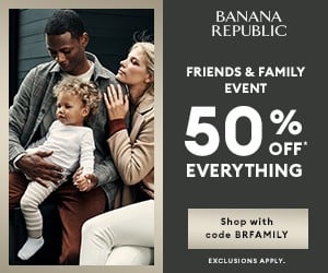 Banana Republic Friends & Family Sale 50% off