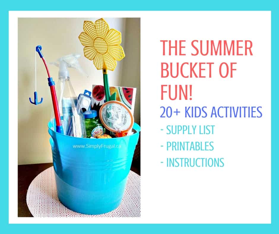 The Summer Bucket of FUN! ebook includes over 20 kids activities with thorough instructions, printables and a supply list so you can easily eliminate summertime boredom. So much fun in one bucket!